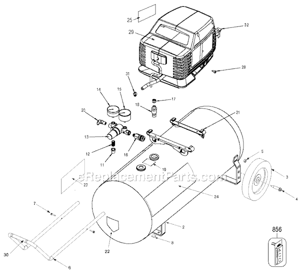 Page A Diagram and Parts List for 919-16738 Type 0 Black and Decker Compressor